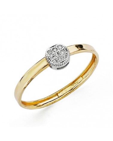 Sortija oro 18k bicolor circonitas motivo redondo