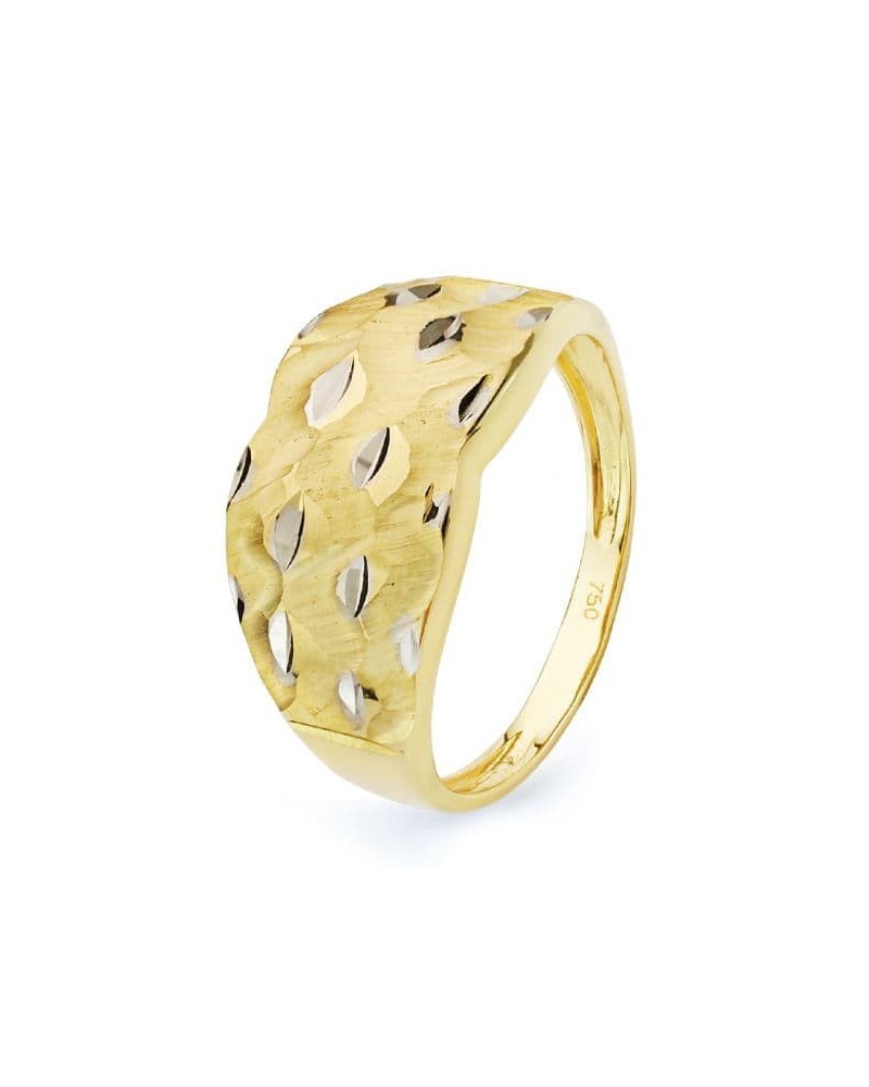 Sortija oro 18k bicolor tallada matizada 10,5mm