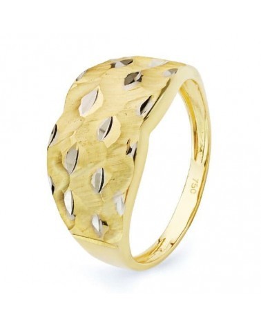Sortija oro 18k bicolor tallada matizada 10,5mm