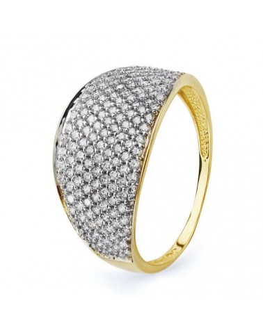 Sortija oro 18k bicolor circonitas pavé 12mm