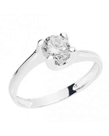 Anillo solitario oro blanco 18k circonita 5,5 mm