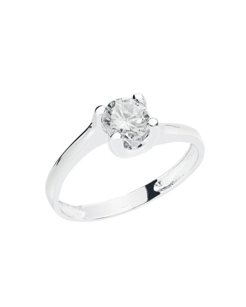 Anillo solitario oro blanco 18k circonita 5,5 mm