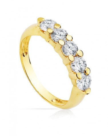 Sortija oro 18k quintillo circonitas 4mm