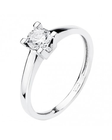 Anillo solitario oro blanco 18k circonita 5mm