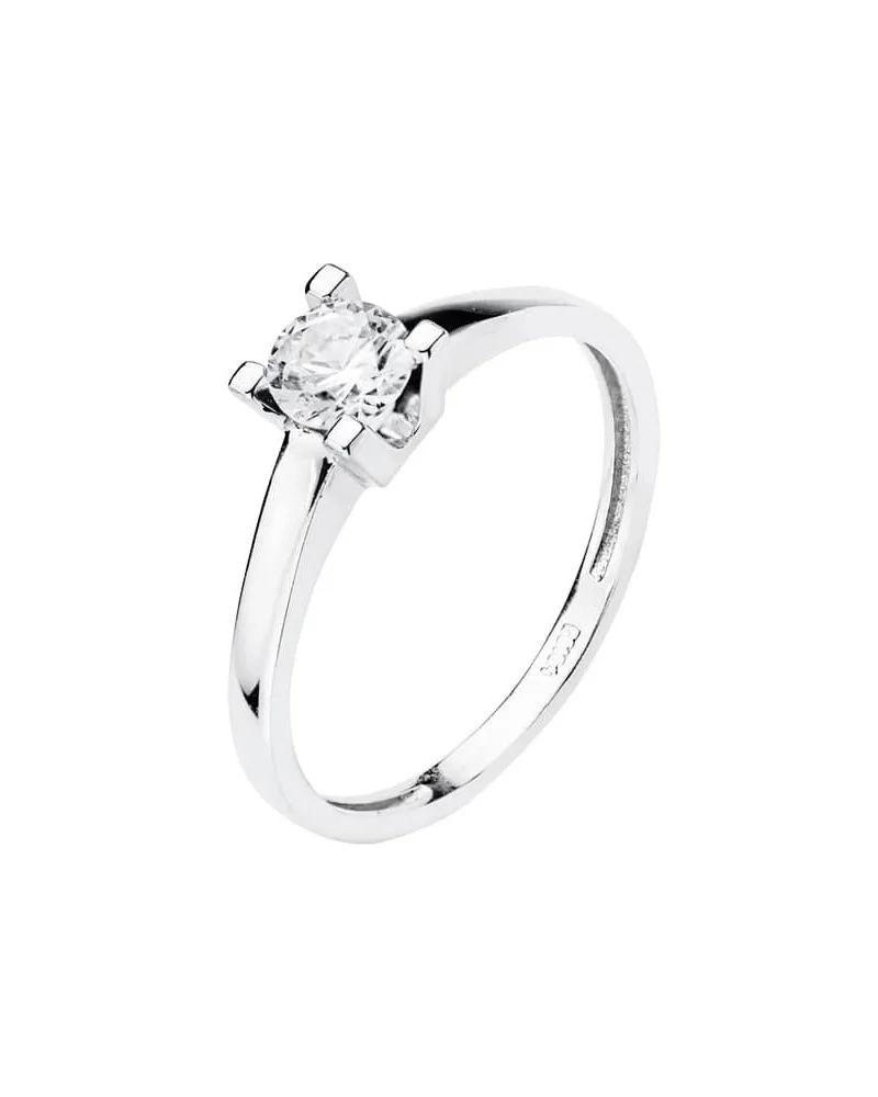 Anillo solitario oro blanco 18k circonita 5mm