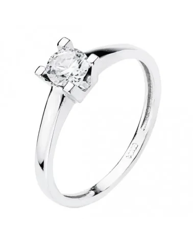 Anillo solitario oro blanco 18k circonita 5mm