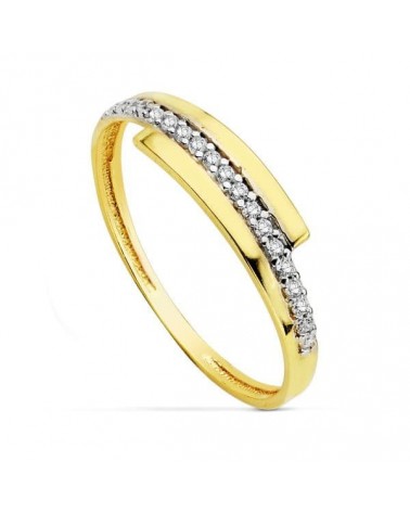Sortija oro 18k bicolor circonitas 4mm