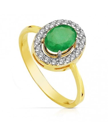 Sortija oro 18k bicolor esmeralda oval 7x5mm