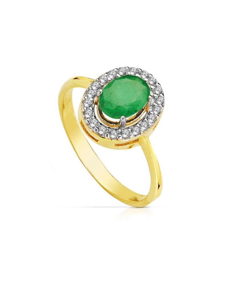 Sortija oro 18k bicolor esmeralda oval 7x5mm