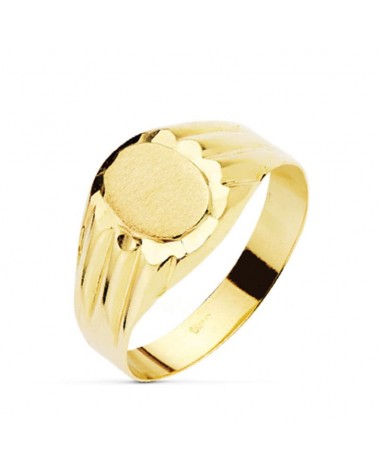 Sello oro 18k infantil zona grabado oval 8x6mm