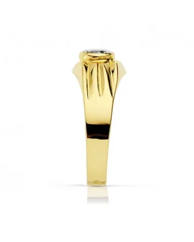 Solitario oro 18k circonita 5mm estilo sello