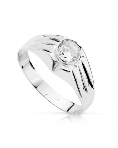 Sello oro 18k blanco circonita 5 mm