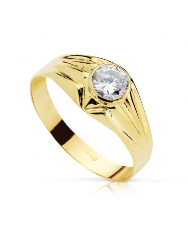 Solitario oro 18k circonita 5mm niño comunión