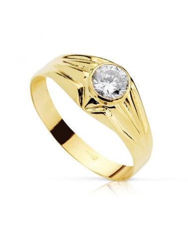 Solitario oro 18k circonita 5mm niño comunión