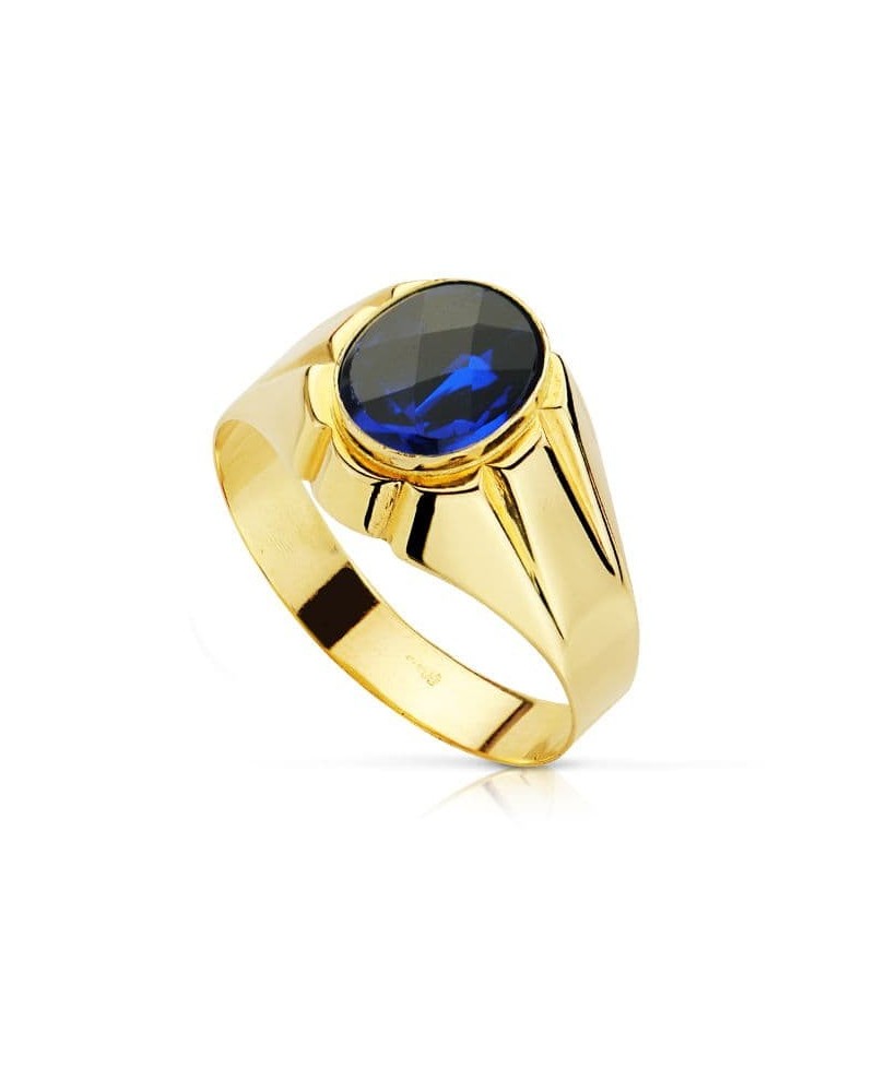 Sello oro 18k hombre zafiro oval 10x8mm