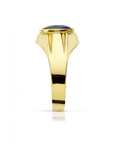 Sello oro 18k hombre zafiro oval 10x8mm