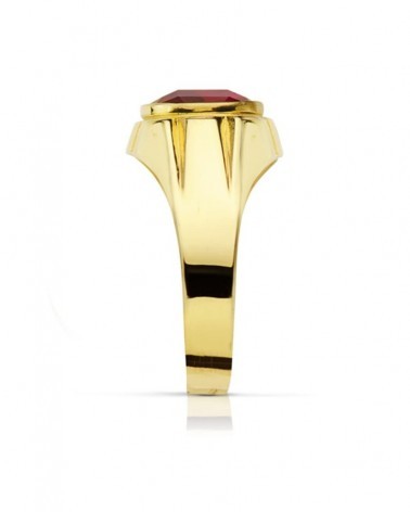 Sello oro 18k amarillo rubí oval 10x8 mm