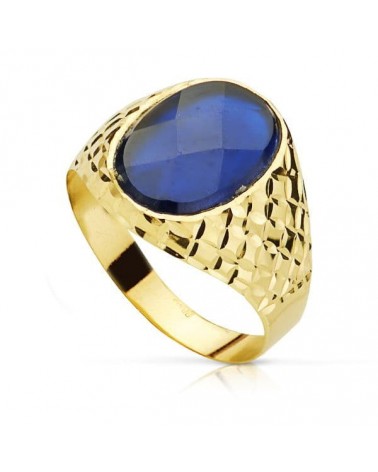 Sello oro 18k zafiro oval 14x10mm
