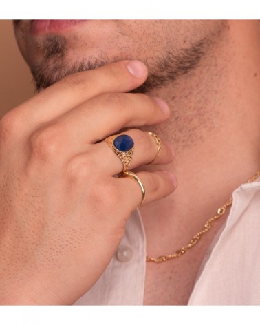 Sello oro 18k zafiro oval 14x10mm