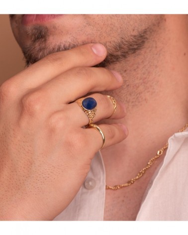 Sello oro 18k zafiro oval 14x10mm