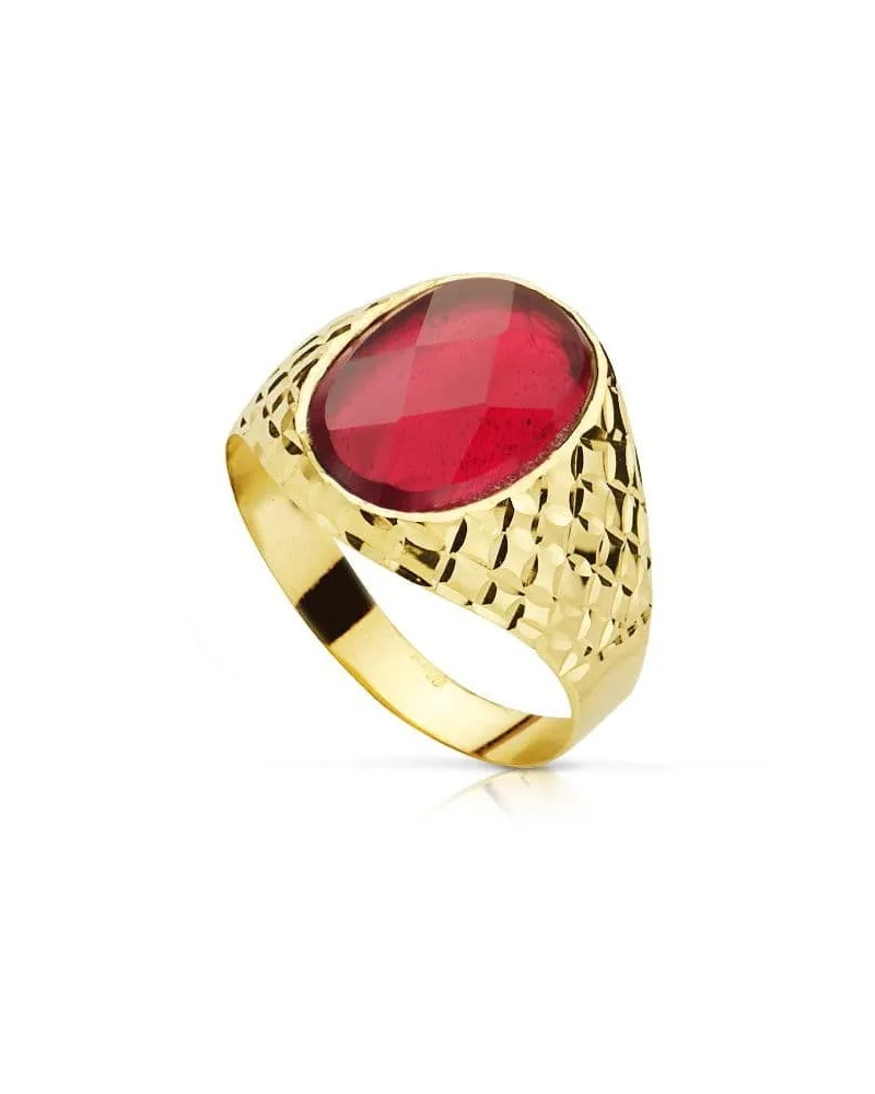 Sello oro amarillo 18k rubí oval 14x10mm