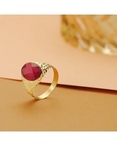 Sello oro amarillo 18k rubí oval 14x10mm