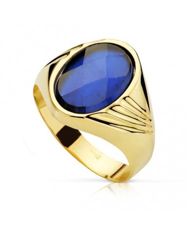 Sello oro amarillo 18k zafiro oval 14x10 mm