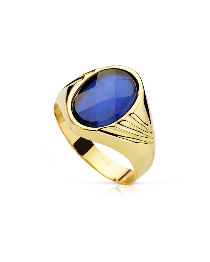 Sello oro amarillo 18k zafiro oval 14x10 mm