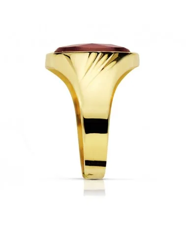 Sello oro 18k amarillo piedra rubí 14x10mm