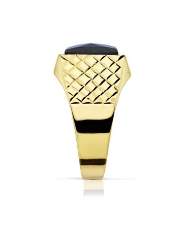 Sello oro 18k amarillo piedra zafiro 10x8mm