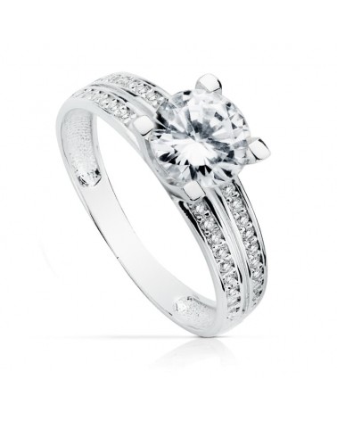 Solitario oro 18k blanco circonita central 7mm
