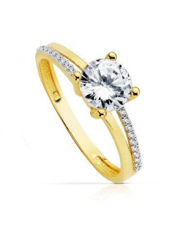 Solitario oro 18k bicolor circonita 7mm