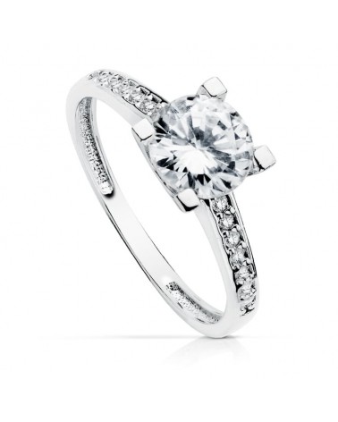 Anillo solitario oro blanco 18k circonita 7mm
