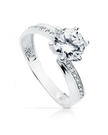 Anillo solitario oro blanco 18k circonita 7mm