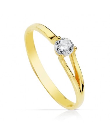 Anillo solitario oro 18k circonita 4mm