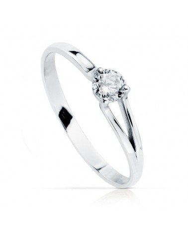 Anillo solitario oro blanco 18k circonita 4mm