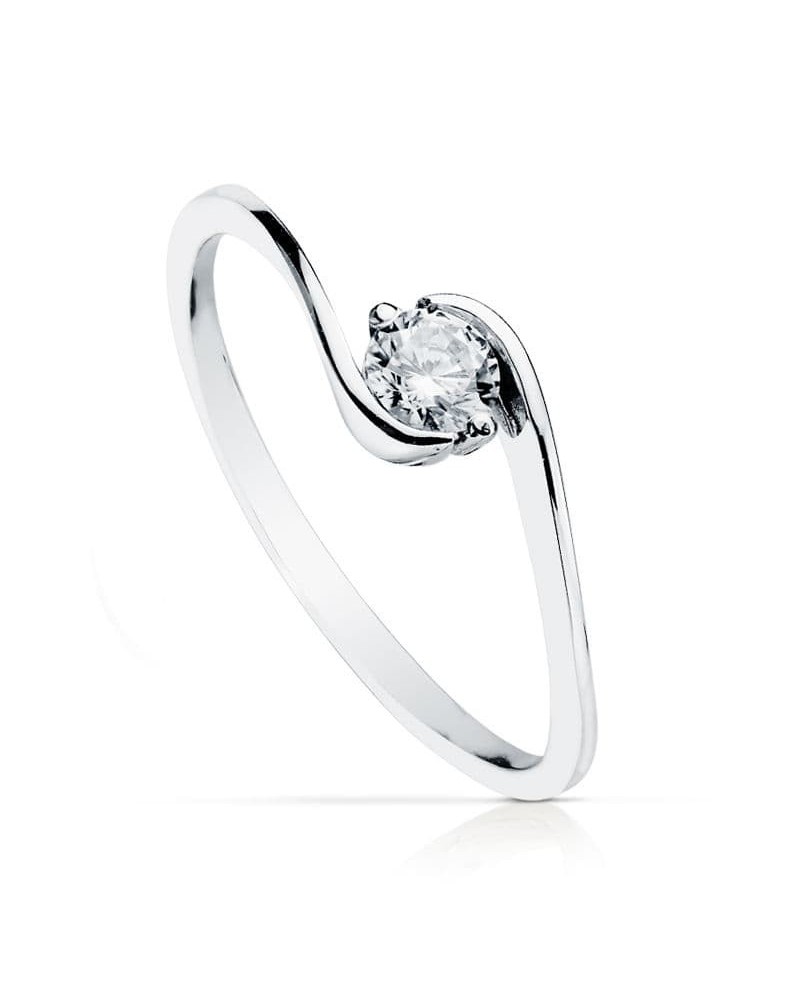 Solitario oro blanco 18k circonita 4mm