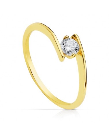 Anillo solitario oro 18k amarillo circonita 4mm