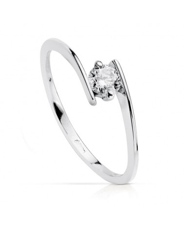 Anillo solitario oro blanco 18k circonita 4 mm