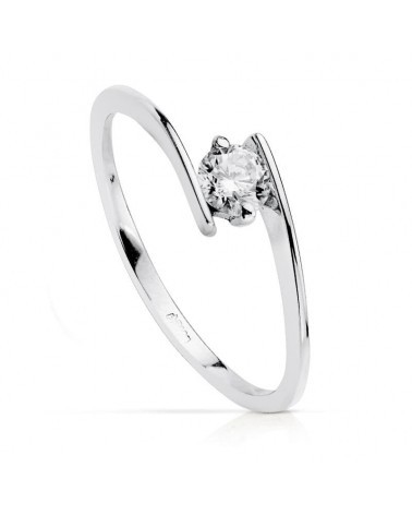 Anillo solitario oro blanco 18k circonita 4 mm