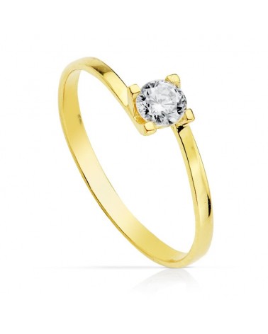 Anillo solitario oro 18k circonita 4 mm