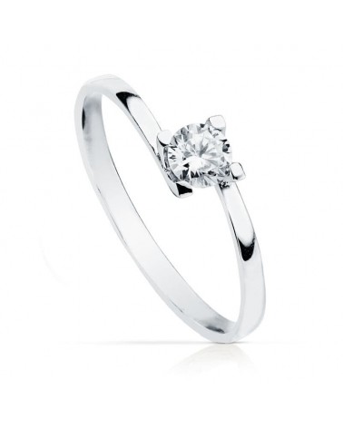 Solitario oro 18k blanco circonita 4mm