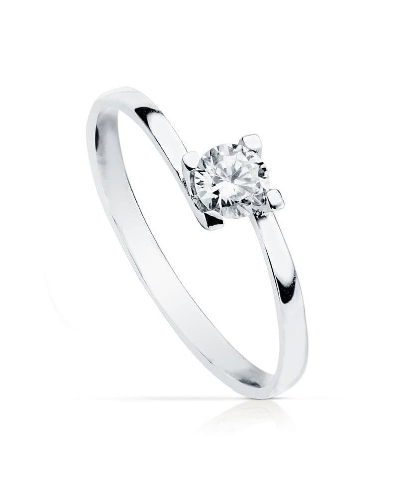 Solitario oro 18k blanco circonita 4mm