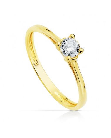Solitario oro 18k amarillo circonita 4mm