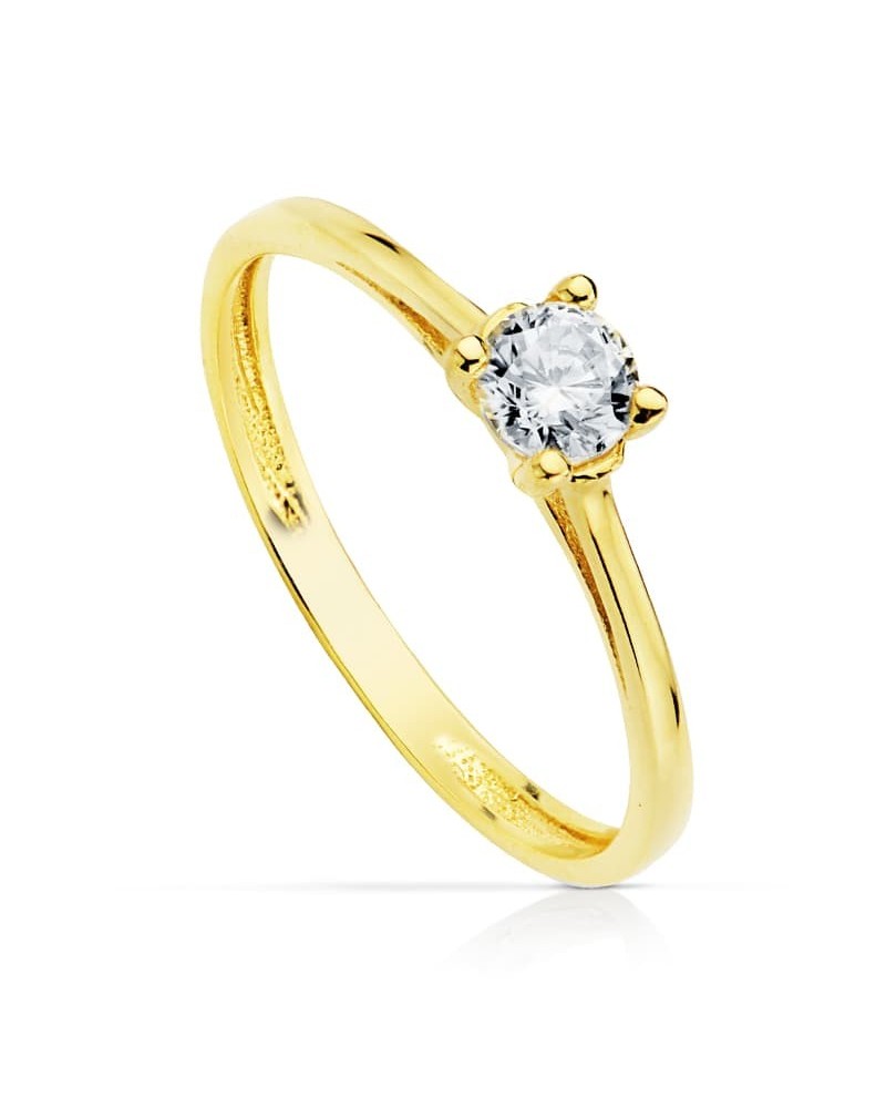 Solitario oro 18k amarillo circonita 4mm