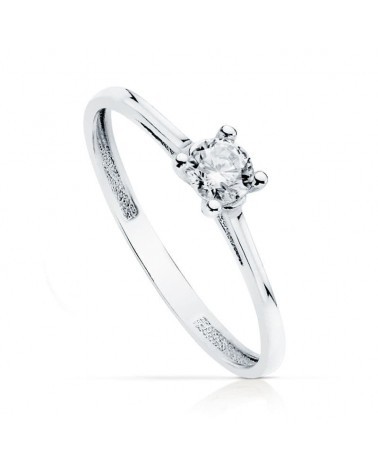 Solitario oro 18k blanco circonita 4 mm