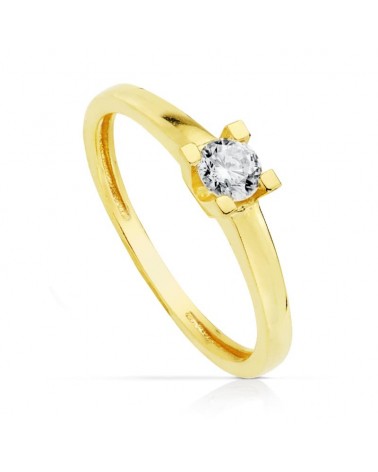 Anillo solitario oro 18k circonita 4mm