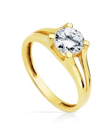Anillo solitario oro 18k circonita 7mm
