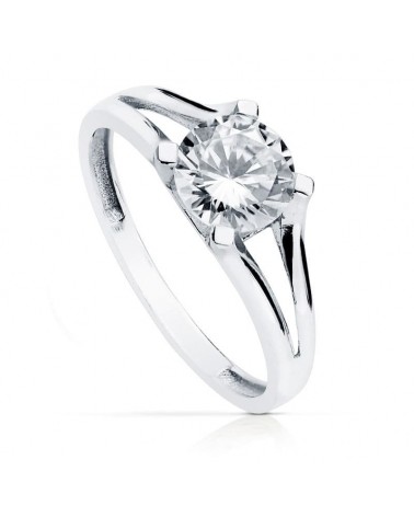 Solitario oro blanco 18k circonita 7mm