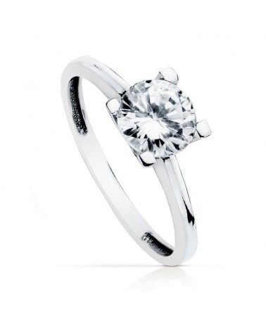 Solitario oro 18k blanco 7mm